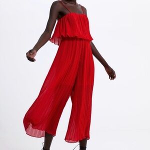 Zara Romantic Red Jumpsuit | Women’s Small Comfy Valentines Fashion